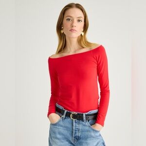 J.Crew Off-the-shoulder long-sleeve shirt in stretch cotton